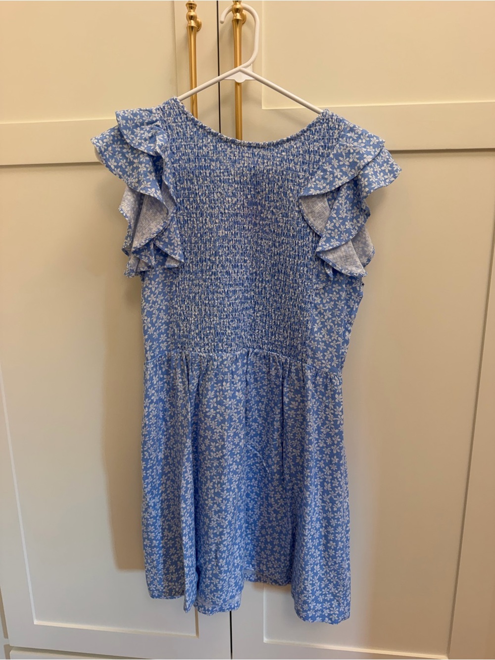Copper Key Light Blue Floral Smocked Ruffle Dress